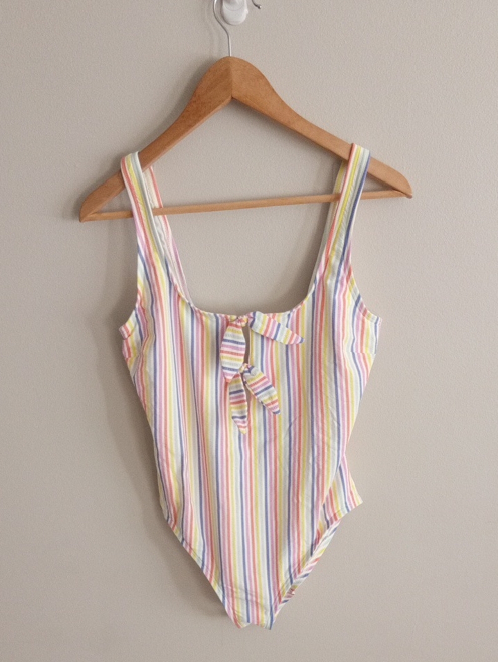 Kate Spade Beach Stripe Tie-Front One Piece Swimsuit Size Large